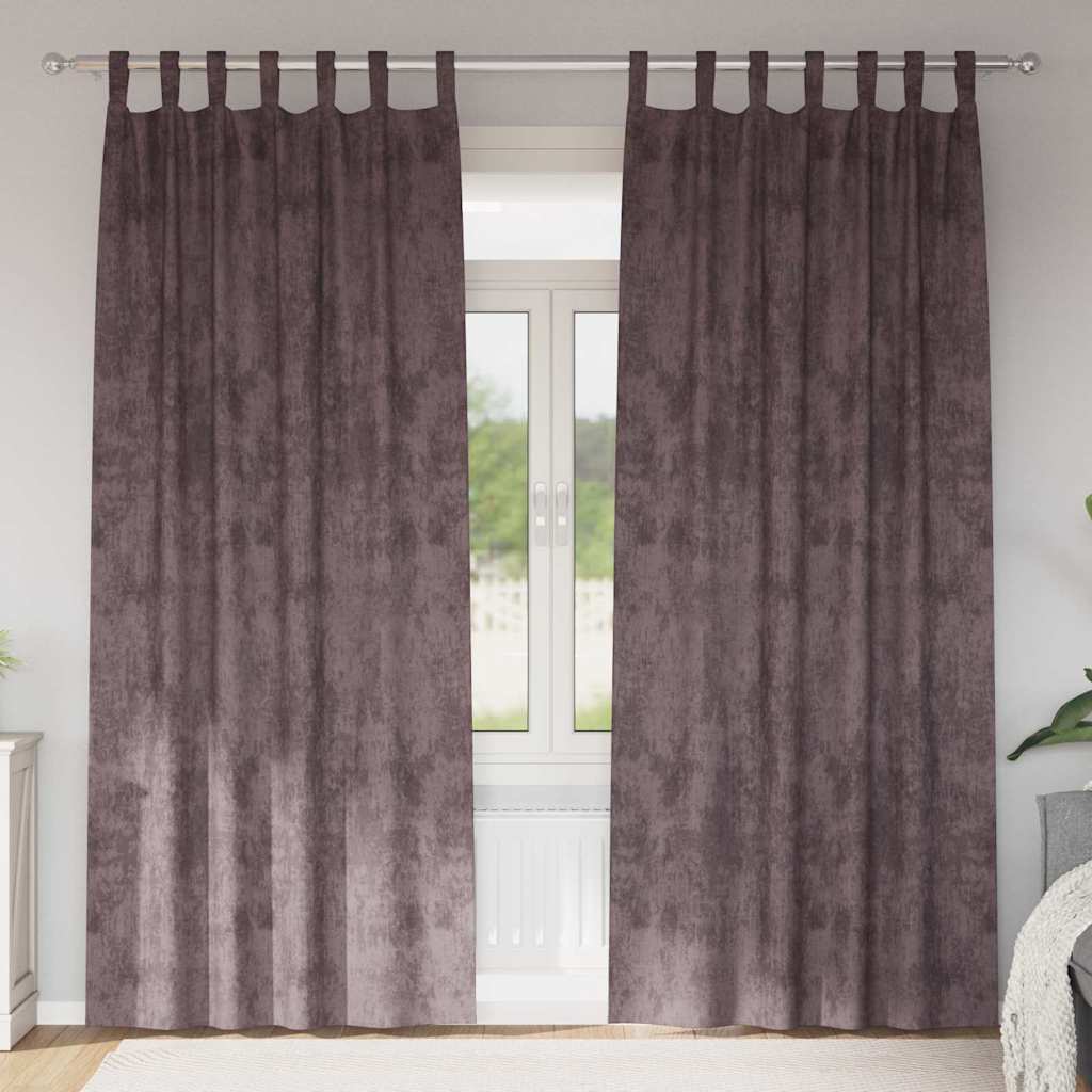 JUNG Vida Samtvorhänge mit Vorhängen 2 pcs Braun 225 x 140 cm Samt