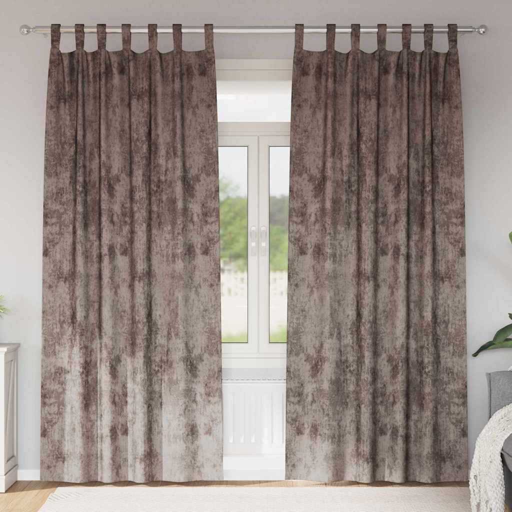 JUNG Vida Samtvorhänge mit Vorhängen 2 pcs Cappuccino 225 x 140 cm Samt