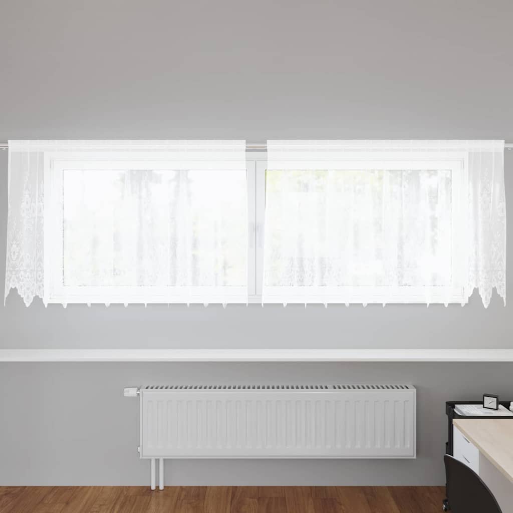 JUNG Vida Spitzenvorhang mit Vorhängen Floral Weiß 100 x 300 cm Polyester