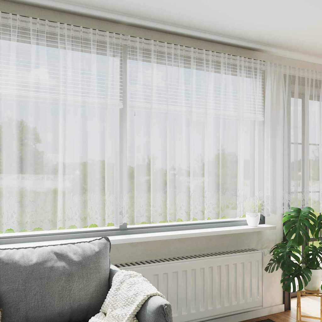 JUNG Vida Spitzenvorhang mit Vorhängen Floral Weiß 160 x 400 cm Polyester