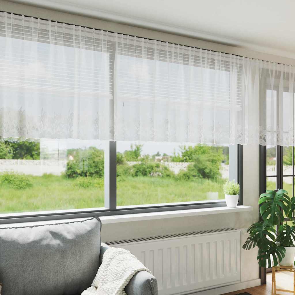 JUNG Vida Spitzenvorhang mit Vorhängen Floral Weiß 80 x 750 cm Polyester