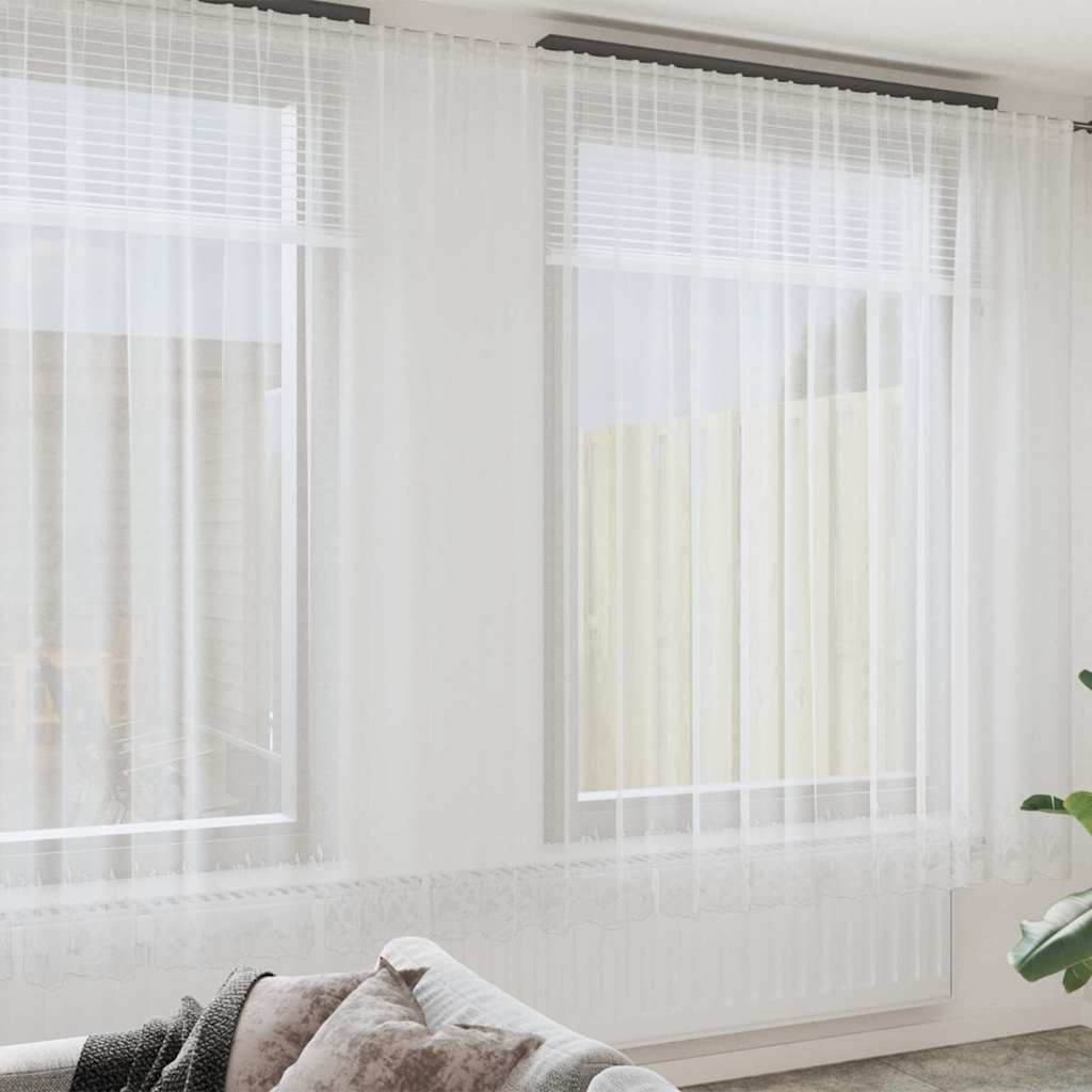 JUNG Vida Spitzenvorhang mit Vorhängen Floral Weiß 280 x 900 cm Polyester