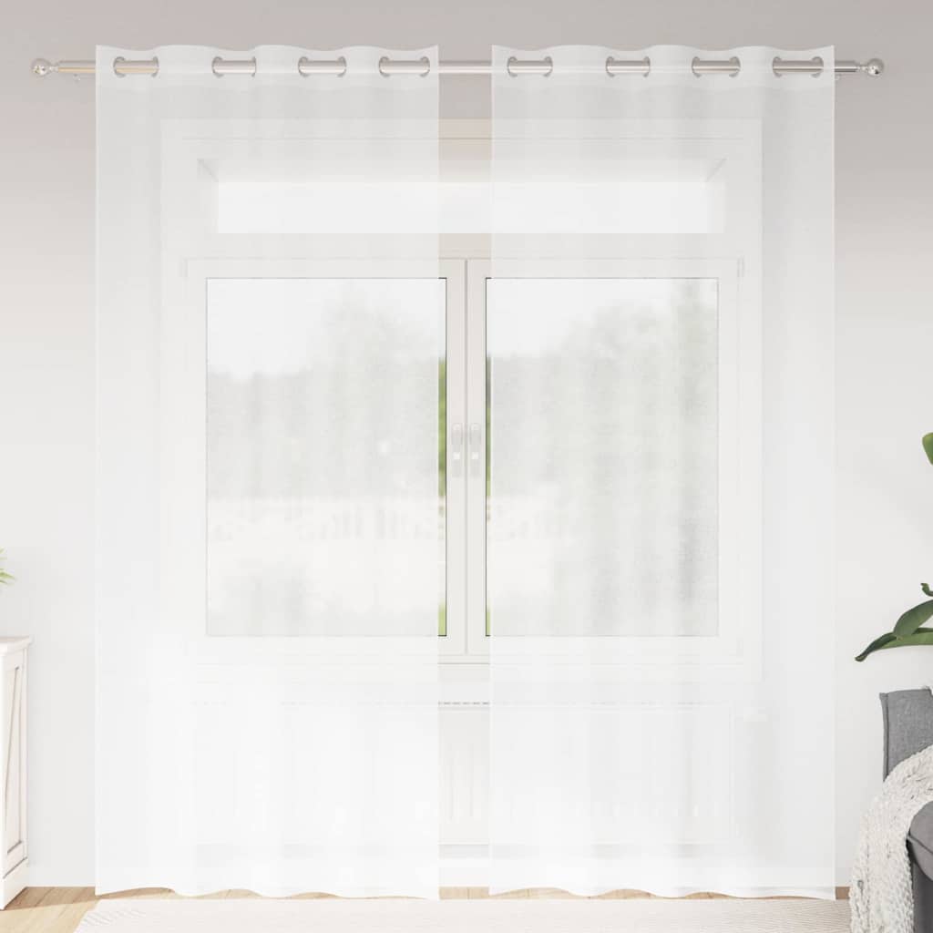 JUNG Vida Voile-Vorhang mit Vorhängen 2 pcs Weiß 245 x 140 cm Polyester