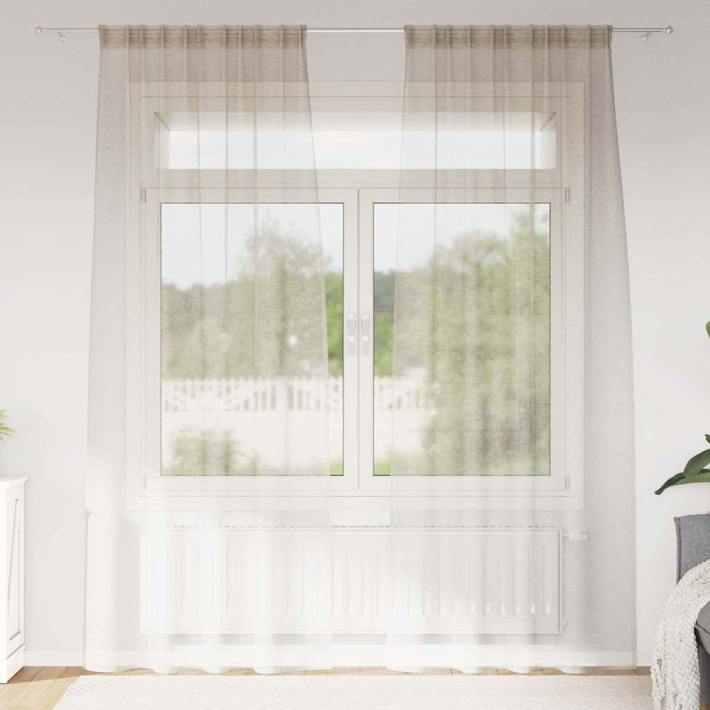 JUNG Vida Voile-Vorhang mit Vorhängen 2 pcs Sand 225 x 140 cm Polyester