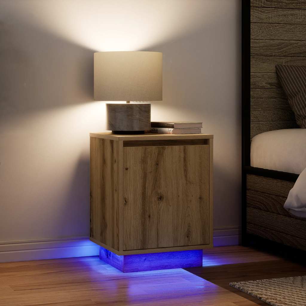 JUNG Vida Nachttische mit LED-Leuchten 2 Stk. Artisan-Eiche 38x34x50 cm