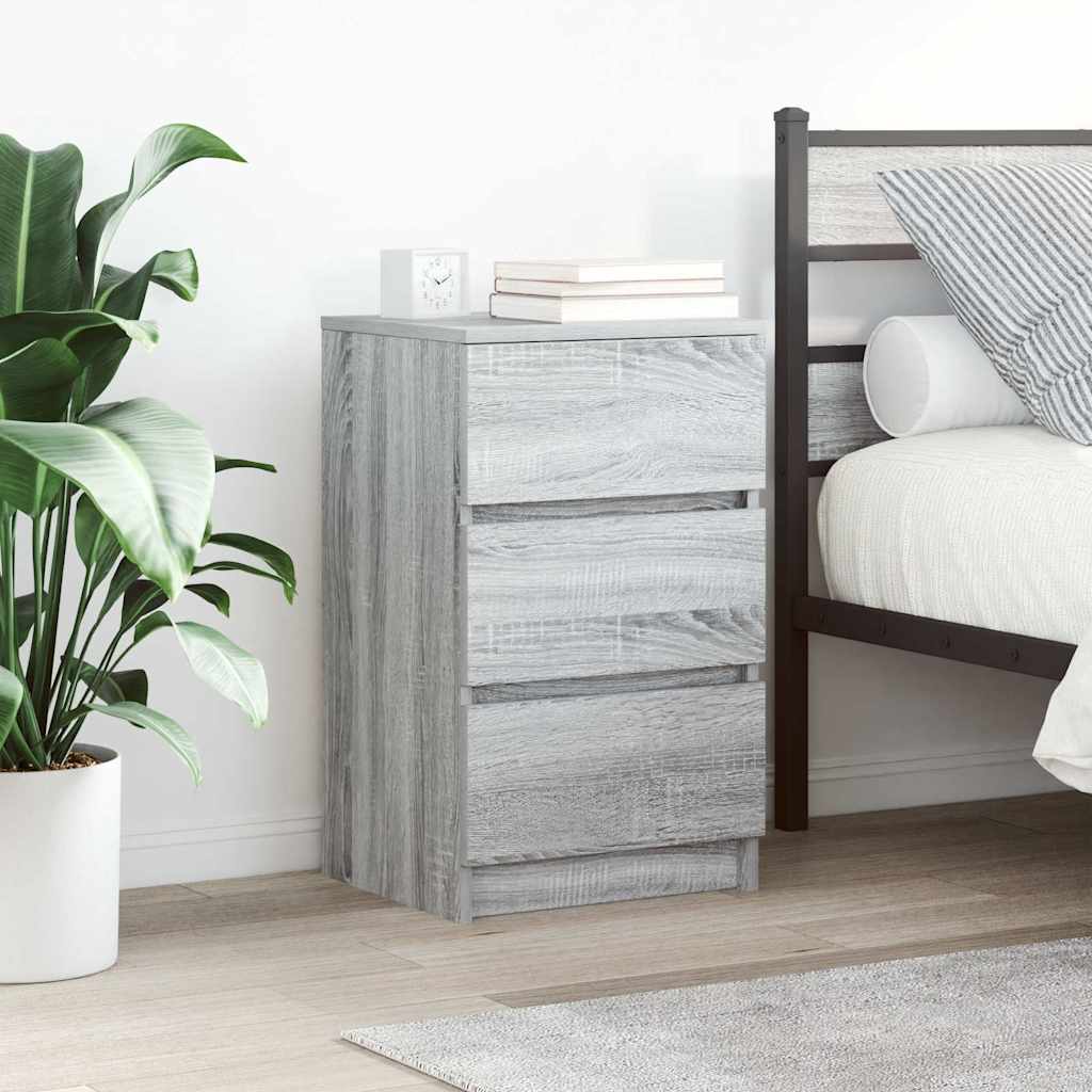 JUNG Vida Nachttische mit 3 Schubladen 2 Stk. Grau Sonoma 39x35x65 cm