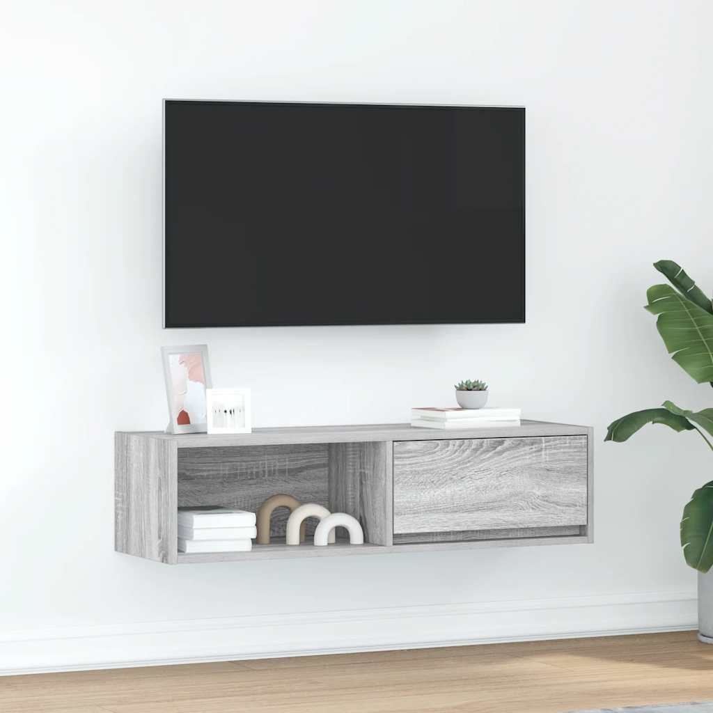 JUNG Vida TV-Schrank Grau Sonoma 100x31x25,5 cm Holzwerkstoff