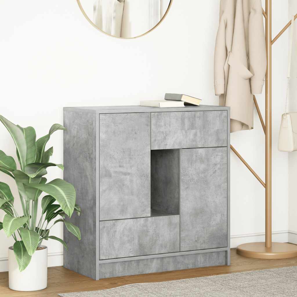 JUNG Vida Sideboard mit Schubladen und Türen Betongrau 70,5x34x74,5 cm