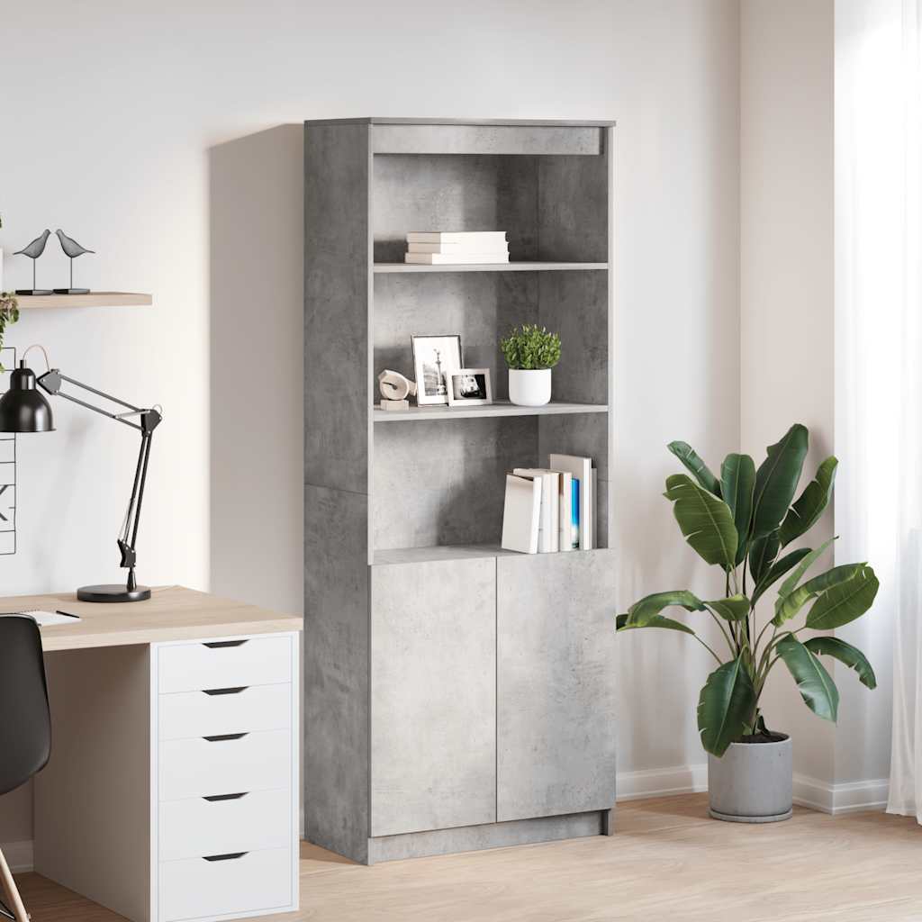 JUNG Vida Highboard Betongrau 70x35x180 cm Holzwerkstoff