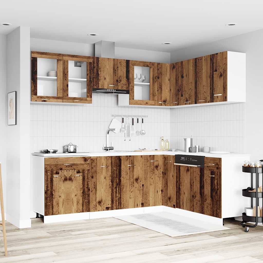 JUNG Vida 11-tlg. Küchenschrank-Set Lyon Altholz-Optik Holzwerkstoff