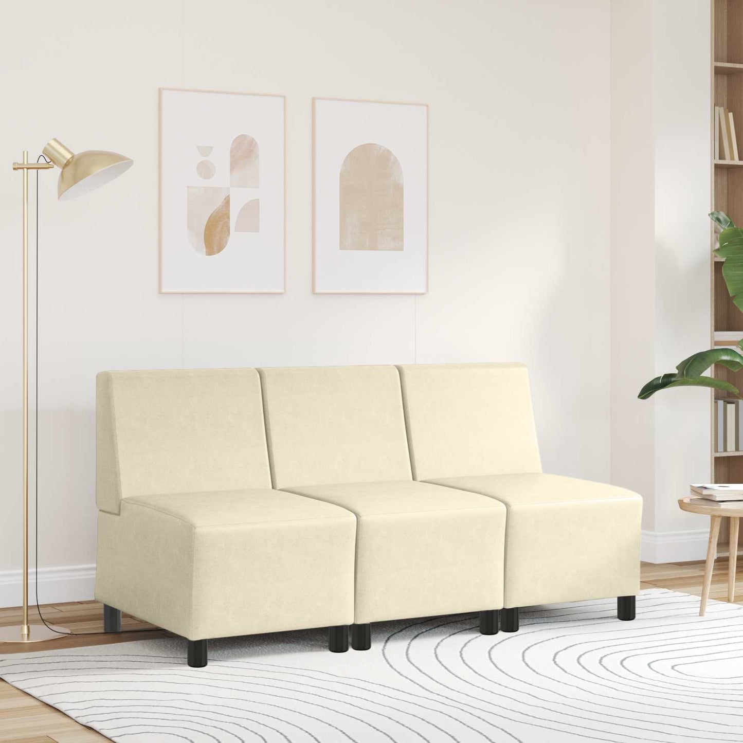 JUNG Vida § Modulares Armfreies Sofa § Creme 55 x 74 x 82 cm Kunstleder