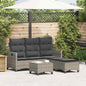 JUNG Vida 3-tlg. Garten-Sofagarnitur mit Kissen L-Form Grau Poly Rattan