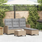 JUNG Vida 3-tlg. Garten-Sofagarnitur mit Kissen L-Form Beige Poly Rattan
