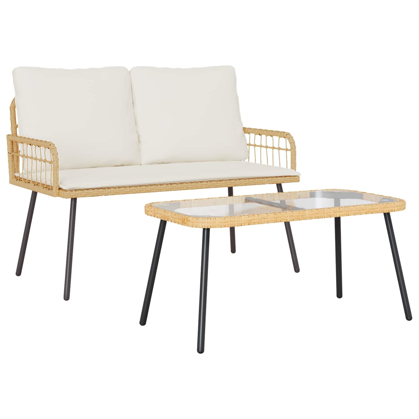 JUNG Vida Garten Essgruppe mit Kissen 2 pcs Natur Poly-Rattan