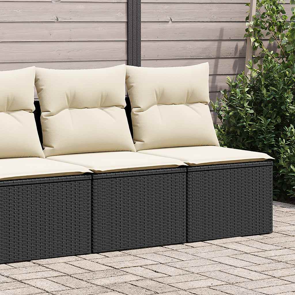 JUNG Vida 2-tlg. Garten-Sofagarnitur mit Kissen Schwarz Poly Rattan