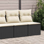 JUNG Vida 2-tlg. Garten-Sofagarnitur mit Kissen Schwarz Poly Rattan