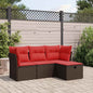 JUNG Vida 4-tlg. Garten-Sofagarnitur mit Kissen Braun Poly Rattan