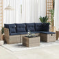 JUNG Vida 6-tlg. Garten-Sofagarnitur mit Kissen Grau Poly Rattan