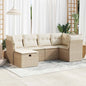 JUNG Vida 6-tlg. Garten-Sofagarnitur mit Kissen Beige Poly Rattan