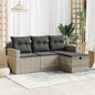 JUNG Vida 4-tlg. Garten-Sofagarnitur mit Kissen Hellgrau Poly Rattan