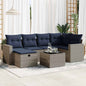 JUNG Vida 7-tlg. Garten-Sofagarnitur mit Kissen Grau Poly Rattan