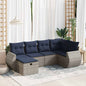 JUNG Vida 6-tlg. Garten-Sofagarnitur mit Kissen Grau Poly Rattan