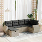 JUNG Vida 6-tlg. Garten-Sofagarnitur mit Kissen Hellgrau Poly Rattan