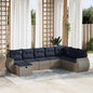 JUNG Vida 8-tlg. Garten-Sofagarnitur mit Kissen Grau Poly Rattan