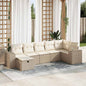 JUNG Vida 7-tlg. Garten-Sofagarnitur mit Kissen Beige Poly Rattan