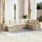 JUNG Vida 8-tlg. Garten-Sofagarnitur mit Kissen Beige Poly Rattan
