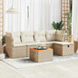 JUNG Vida 6-tlg. Garten-Sofagarnitur mit Kissen Beige Poly Rattan