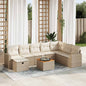JUNG Vida 9-tlg. Garten-Sofagarnitur mit Kissen Beige Poly Rattan