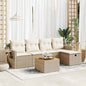 JUNG Vida 6-tlg. Garten-Sofagarnitur mit Kissen Beige Poly Rattan