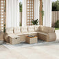JUNG Vida 9-tlg. Garten-Sofagarnitur mit Kissen Beige Poly Rattan