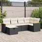 JUNG Vida 6-tlg. Garten-Sofagarnitur mit Kissen Schwarz Poly Rattan