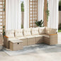 JUNG Vida 7-tlg. Garten-Sofagarnitur mit Kissen Beige Poly Rattan