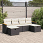 JUNG Vida 6-tlg. Garten-Sofagarnitur mit Kissen Schwarz Poly Rattan