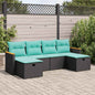 JUNG Vida 6-tlg. Garten-Sofagarnitur mit Kissen Schwarz Poly Rattan