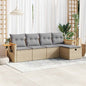 JUNG Vida 5-tlg. Garten-Sofagarnitur mit Kissen Beige Poly Rattan