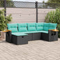 JUNG Vida 6-tlg. Garten-Sofagarnitur mit Kissen Schwarz Poly Rattan