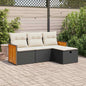 JUNG Vida 4-tlg. Garten-Sofagarnitur mit Kissen Schwarz Poly Rattan