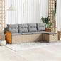 JUNG Vida 5-tlg. Garten-Sofagarnitur mit Kissen Beige Poly Rattan