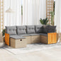 JUNG Vida 6-tlg. Garten-Sofagarnitur mit Kissen Beige Poly Rattan