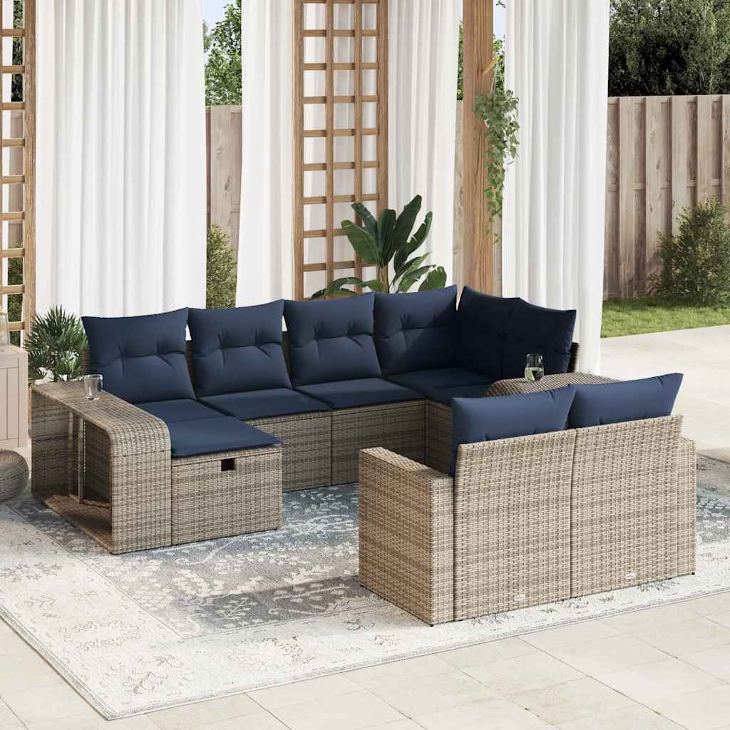 JUNG Vida 10-tlg. Garten-Sofagarnitur mit Kissen Grau Poly Rattan