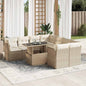 JUNG Vida 9-tlg. Garten-Sofagarnitur mit Kissen Beige Poly Rattan