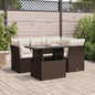 JUNG Vida 5-tlg. Garten-Sofagarnitur mit Kissen Braun Poly Rattan