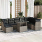 JUNG Vida 9-tlg. Garten-Sofagarnitur mit Kissen Grau Poly Rattan