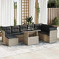 JUNG Vida 9-tlg. Garten-Sofagarnitur mit Kissen Hellgrau Poly Rattan