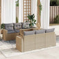 JUNG Vida 7-tlg. Garten-Sofagarnitur mit Kissen Beige Poly Rattan
