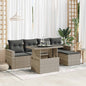 JUNG Vida 6-tlg. Garten-Sofagarnitur mit Kissen Hellgrau Poly Rattan